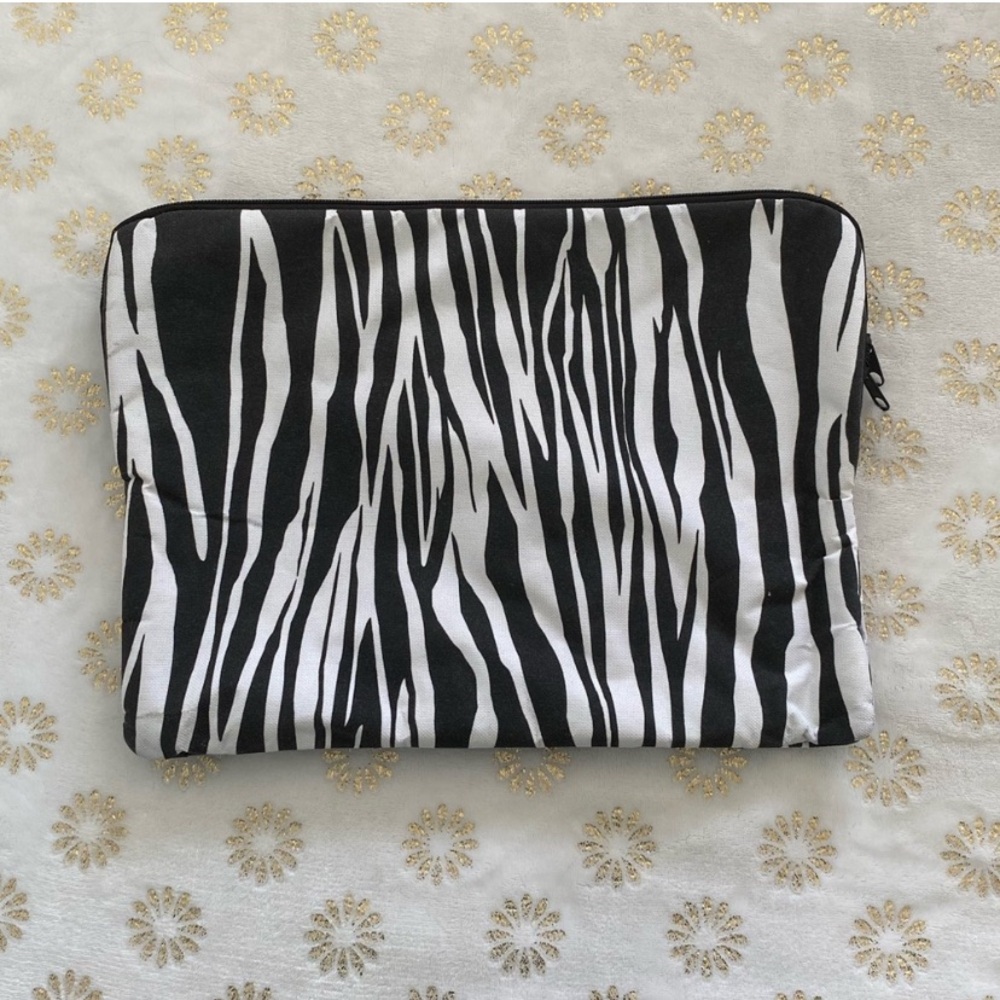 Zebra Print Laptop Sleeve - Black & White